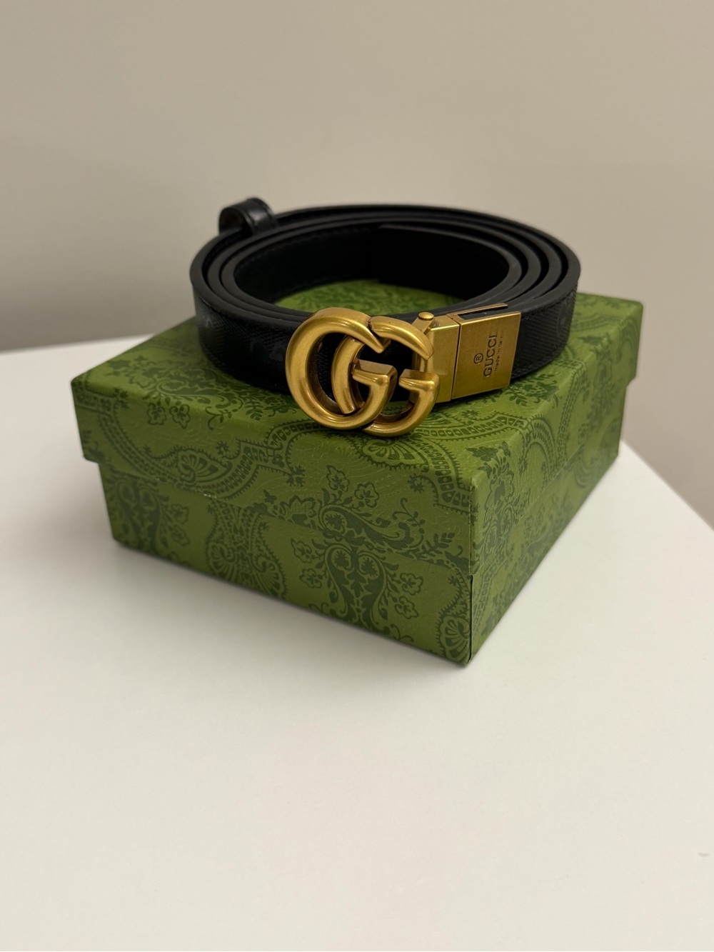 Gucci GG Black Leather Belt